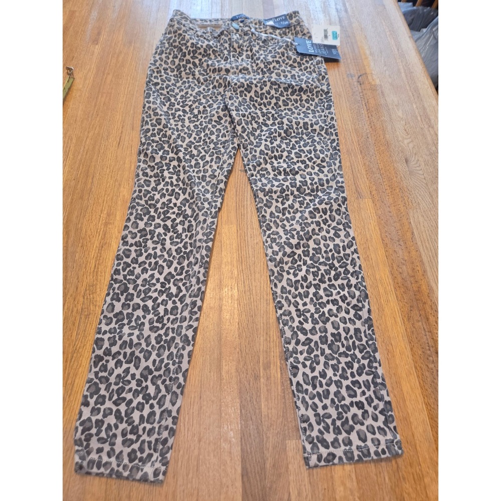 YMI Women 7/28 Brown Tan Bold‎ Cheetah Animal Print High Rise Skinny Ankle Jeans